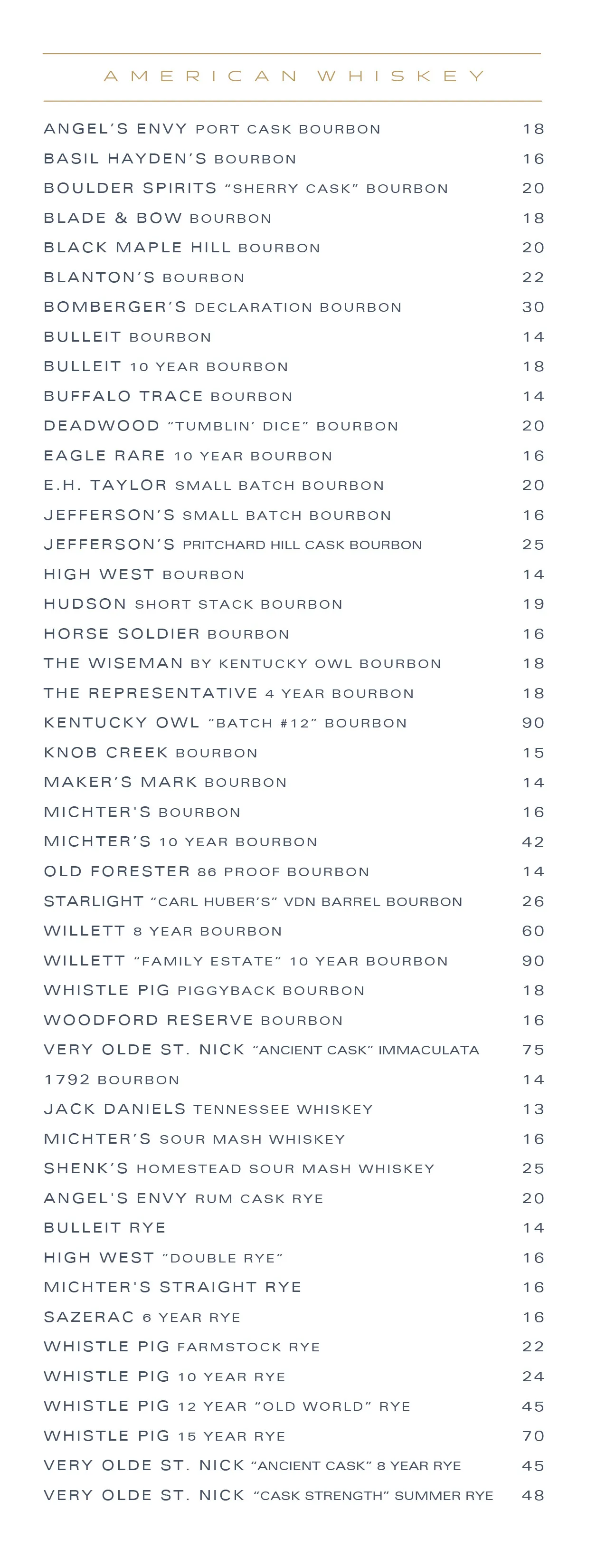 Harry's Bar & Restaurant | West Palm Beach Menu